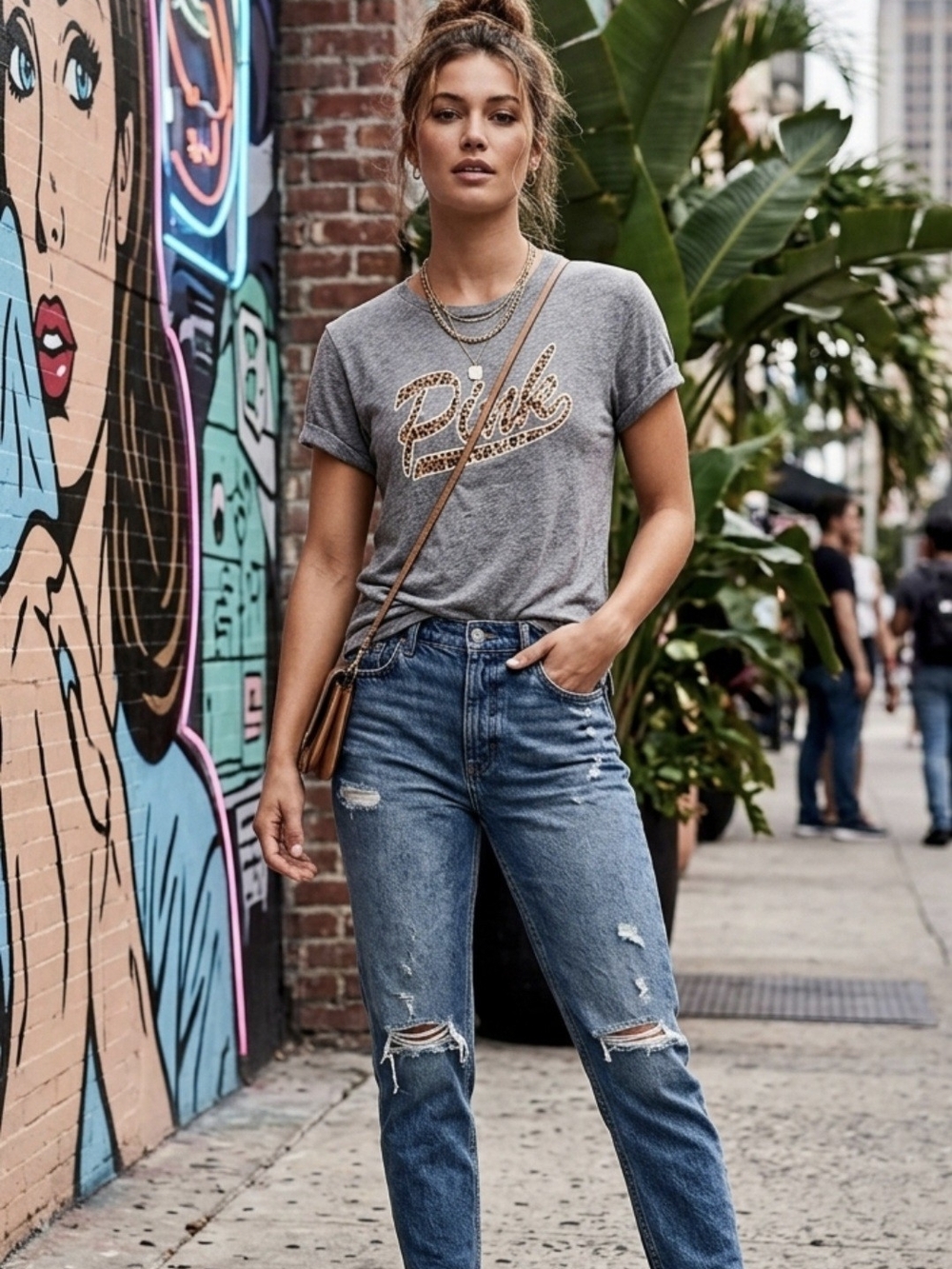 PINK Victoria's Secret Grey Logo Tee